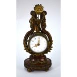 Maple & Co Ltd, Paris, Louis XV revival ormolu and walnut lyre form clock