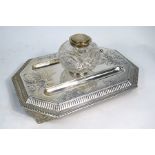 Victorian silver inkstand