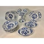 A Meissen blue and white Onion pattern dessert service