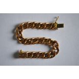 A 9ct yelliow gold hollow linked flat curb chain,