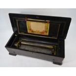 An antique inlaid rosewood cased cylinder music box