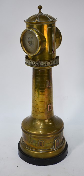 A 19th century French brass table clock/aneroid barometer