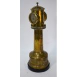 A 19th century French brass table clock/aneroid barometer
