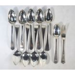Set of four George III Scottish silver dessert spoons and other silver