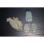 Four Chinese green hardstone carvings