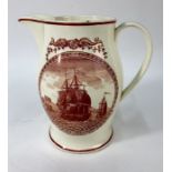 An early 19th century red transfer printed creamware jug