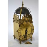 Lumley, Bury (signed) a two train 17th century style brass lantern clock with French movement