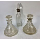 A pair of 19th century ship's decanters and another