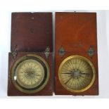 Two antique wooden pocket compasses