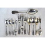 Georgian and Victorian fiddle pattern silver flatware