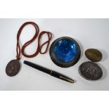 Oval silver pill-box and other collectables