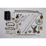 A small collection of modern white metal jewellery