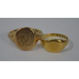 Two 9ct yellow gold signet rings