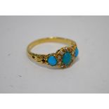 An antique turquoise and diamond ring