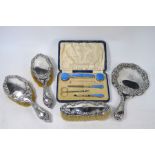 Cased silver manicure set etc.