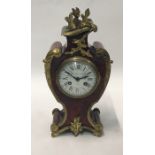 A French gilt-metal mounted tortoiseshell mantel timepiece