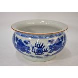 A Chinese Kangxi style blue and white chamber pot