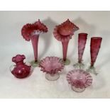 A collection of Victorian cranberry glass