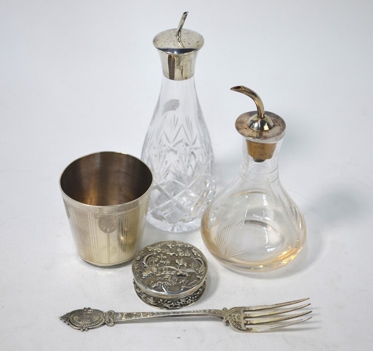 Two silver topped glass bitters bottles etc.