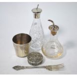 Two silver topped glass bitters bottles etc.