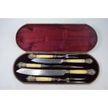 Victorian cased five-piece carving set