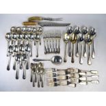 Silver teaspoons and electroplated flatware
