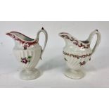 Two 18th century English spiral fluted porcelain creamers
