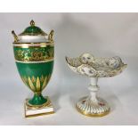 A Wedgwood urn and Meissen tazza