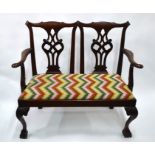 19th century mahogany double chair-back sofa