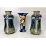 A Charlotte Rhead for Burleigh Ware vase and pair of Royal Doulton vases