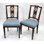 Pair of 19th century floral marquetry side chairs