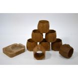 Thompson 'Mouseman' of Kilburn eight octagonal oak napkin rings