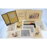 Three Ukiyo-e Japanese Hokusai prints and seven others