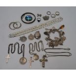 A collection of various silver and white metal jewellery