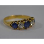An antique sapphire and diamond five stone ring
