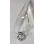 Daum clear glass sculpture of a sail