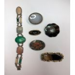 A collection of Victorian and later stone set brooches