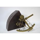 A Georgian brass sextant with 8 in radius and silvered scale