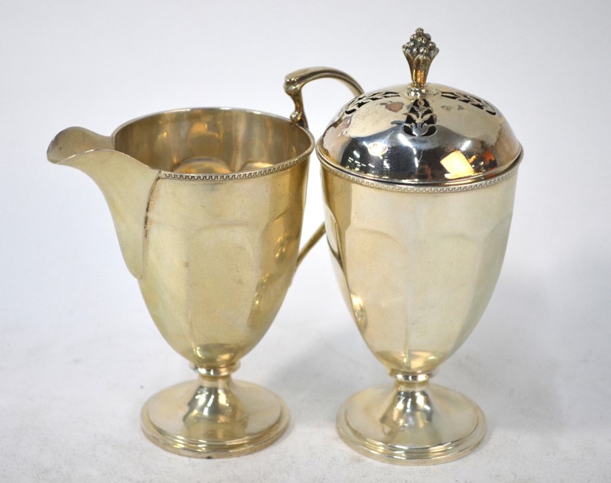 A Mappin & Webb cream jug and sugar caster