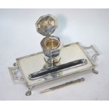 Edwardian silver inkstand etc.