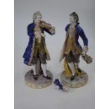 Large pair of Naples porcelain violinists