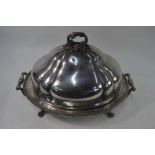 A 19th century large silver plated oval meat cover