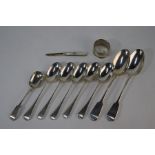 George III silver fiddle pattern tablespoons etc.