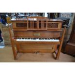 C. Bechstein, Berlin, an Arts & Crafts design upright piano 'The Medieval' model, red walnut cased,