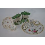 A Dresden porcelain inkstand etc.