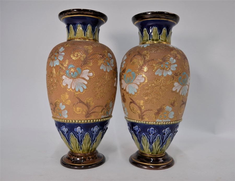 A pair of Doulton Lambeth stoneware vases - Image 2 of 3