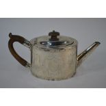 George III oval silver teapot