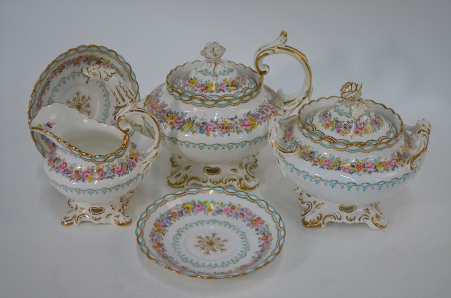 An early Victorian Staffordshire china part tea service - Image 4 of 4