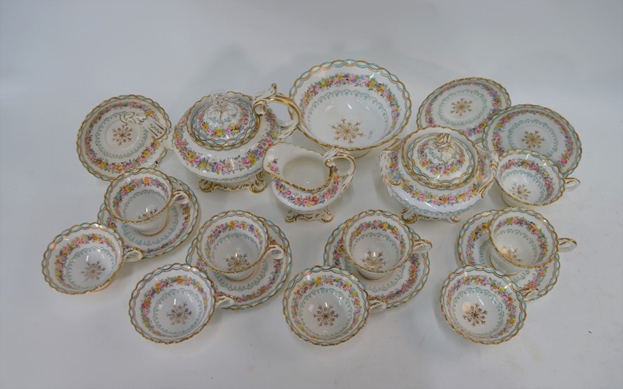 An early Victorian Staffordshire china part tea service - Image 2 of 4