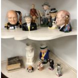 A collection of Winston Churchill character jugs and models including Kevin Francis limited